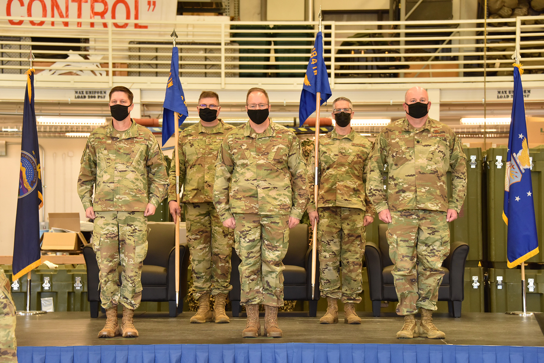 184th Mission Support Group and 184th Regional Support Group changes of command ceremony at McConnell Air Force Base, Kansas, March 6, 2021.