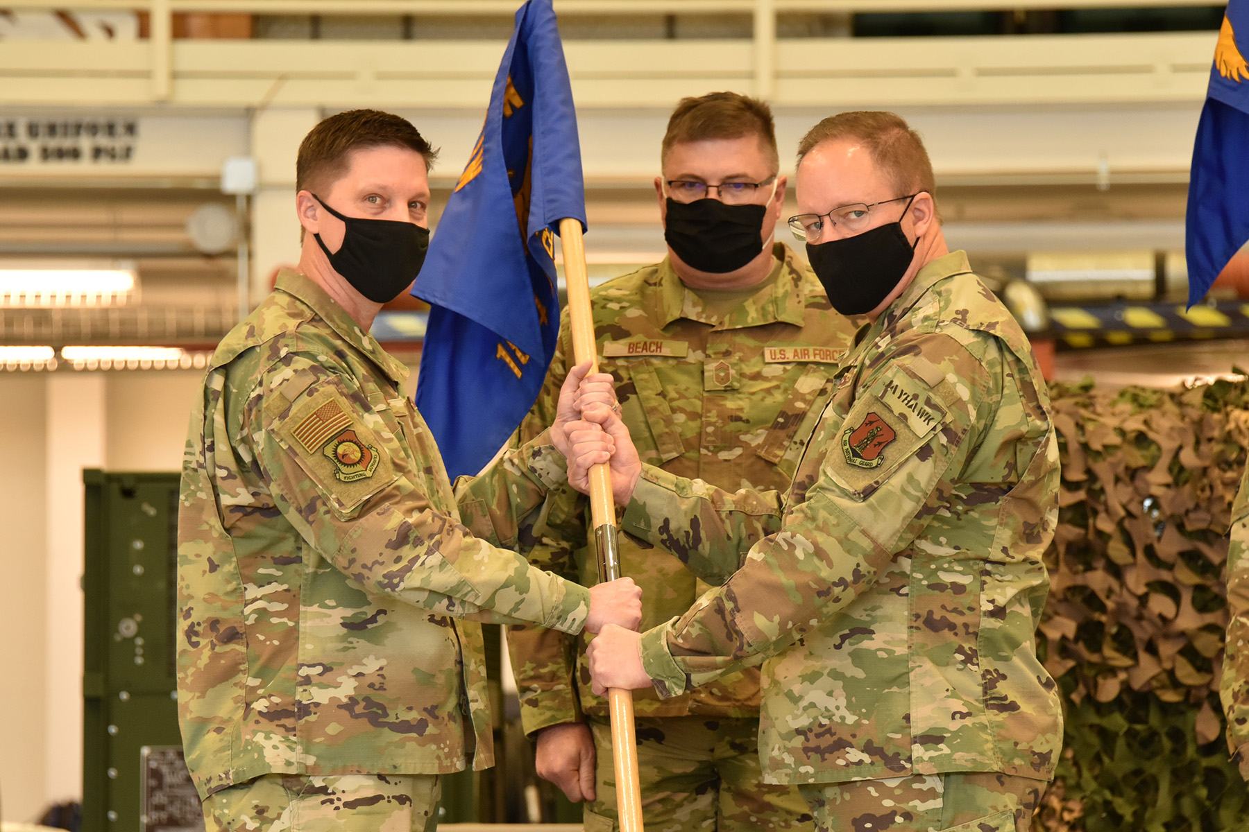 184th Mission Support Group and 184th Regional Support Group changes of command ceremony at McConnell Air Force Base, Kansas, March 6, 2021.