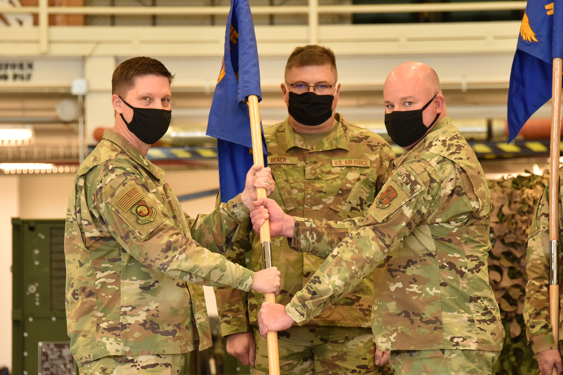 184th Mission Support Group and 184th Regional Support Group changes of command ceremony at McConnell Air Force Base, Kansas, March 6, 2021.