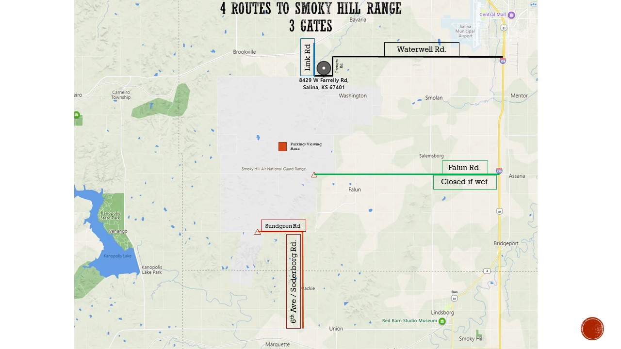 Map to Smoky Hill ANG Range Gates